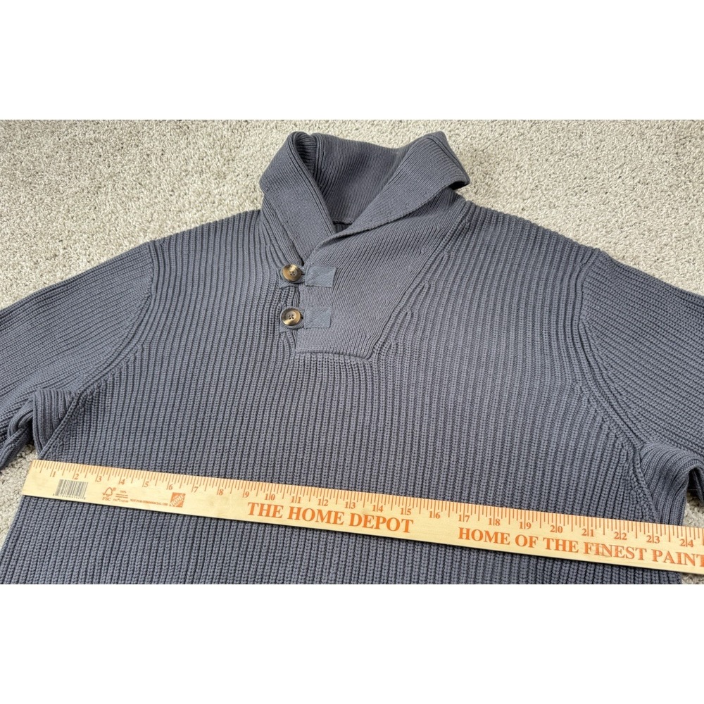 Duluth Trading Co‎ Sweater Brigadier Shawl Collar Wool Blend Knit Blue Gray Lg - Picture 6 of 6